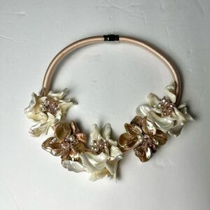 Gardenia Jewelry Cultured Freshwater Pearl & Natural Stone Flower Necklace